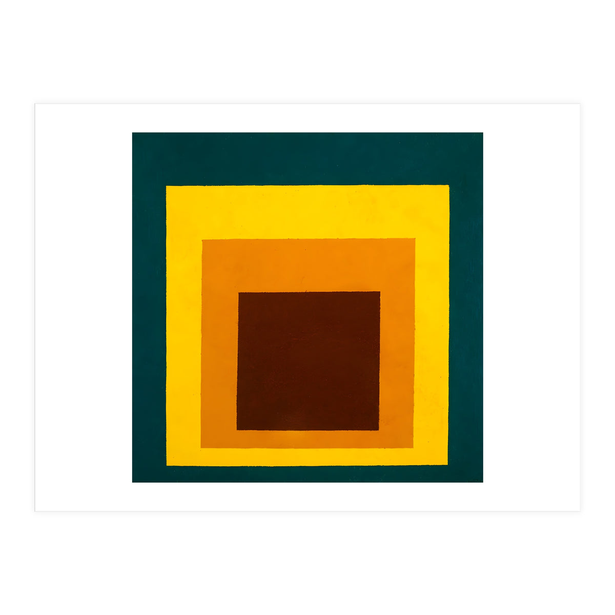 JOSEF ALBERS - HOMAGE TO THE SQUARE DARK GREEN YELLOW ORANGE BROWN  (Print Only)