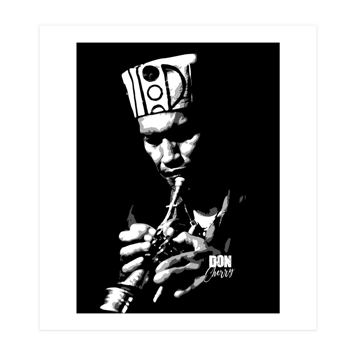 Don Cherry Trumpeter Jazz Music Legend in Grayscale (Print Only)