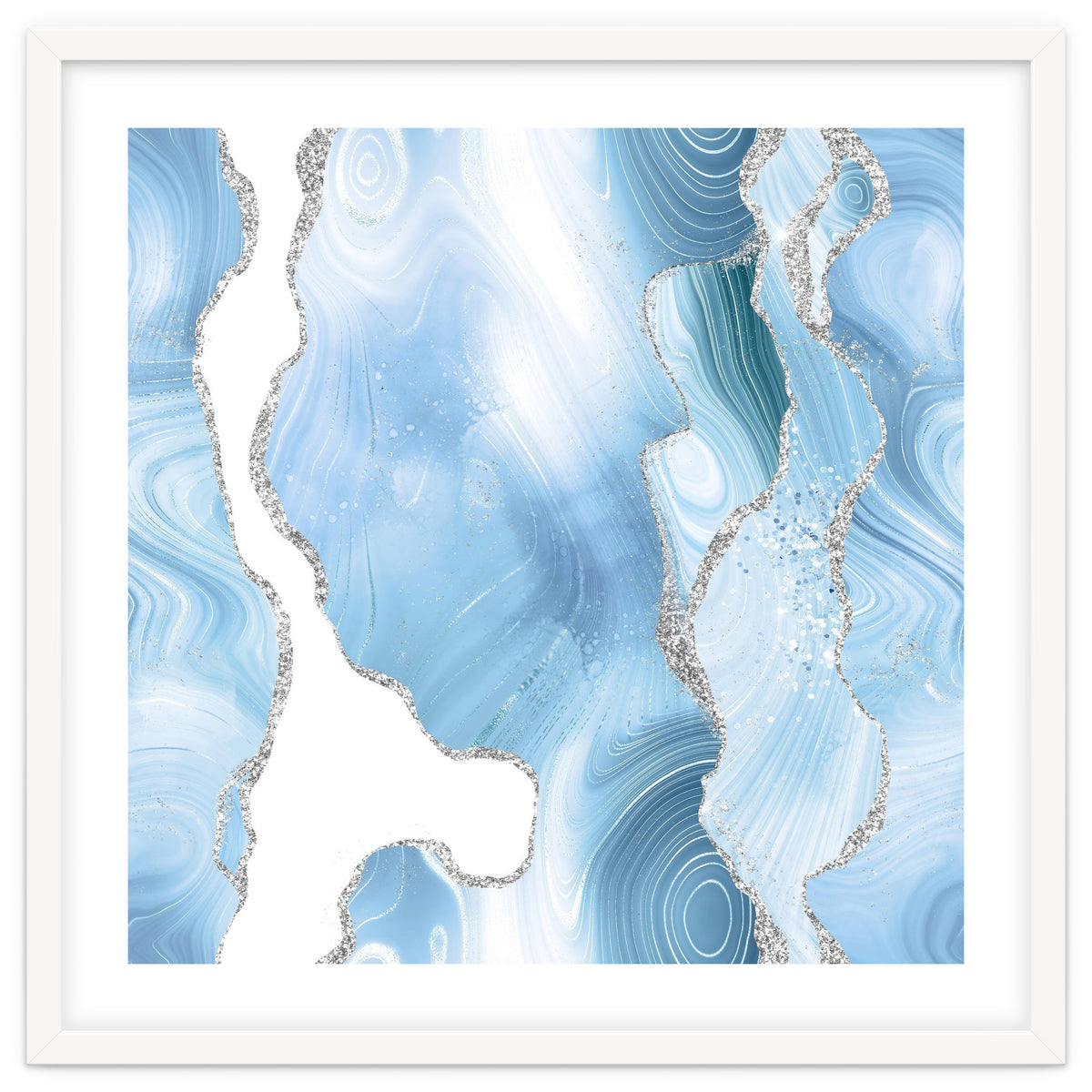 Blue & Silver Agate Glitter Texture 05