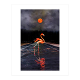Flamingo and Red Moon  (Print Only) thumbnail