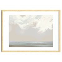 Abstract muted sea and clouds oil painting