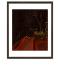 Dark Baroque Still Life Table and Wine oil