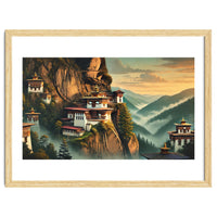 Vintage Bhutan, Mountain Monasteries Poster