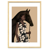 Woman In Bold Print With Black Horse thumbnail