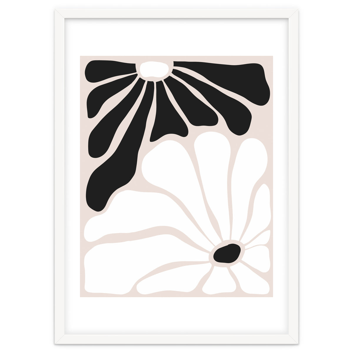Floral Yin Yang, Scandinavian Nature Flowers Botanical Concept, Plants Blossom Positivity Neutral Minimalism