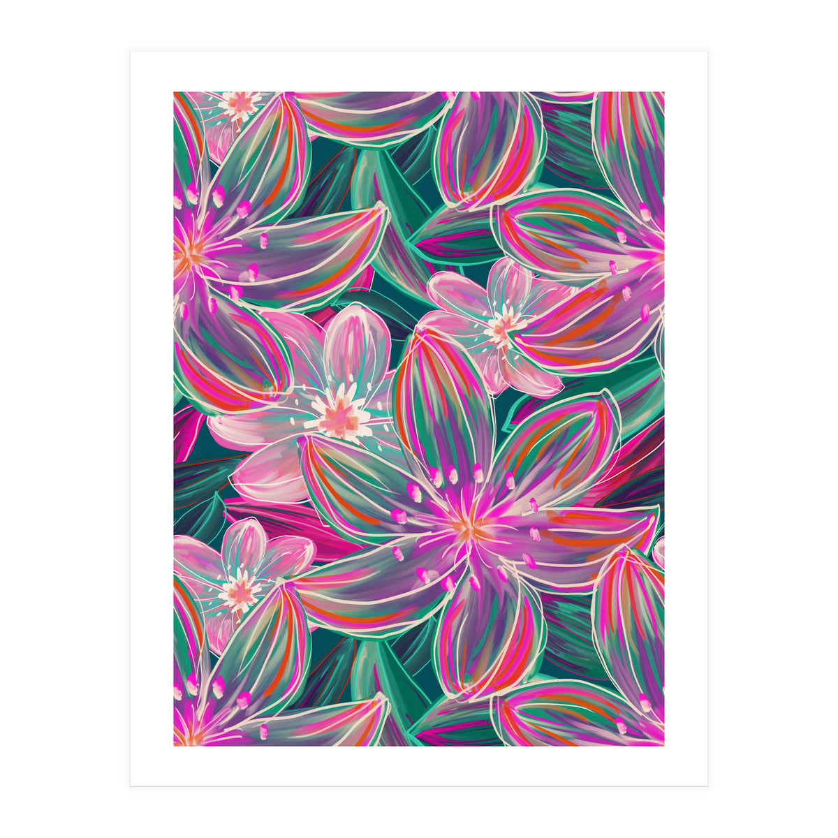 Fluo Bloom Purple & Emerald (Print Only)