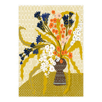 Floral Contemporary Still Life Mustard Yellow (Print Only)