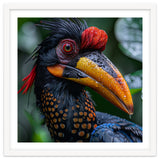 Close Up Of Helmeted Hornbill Bird In Rain thumbnail