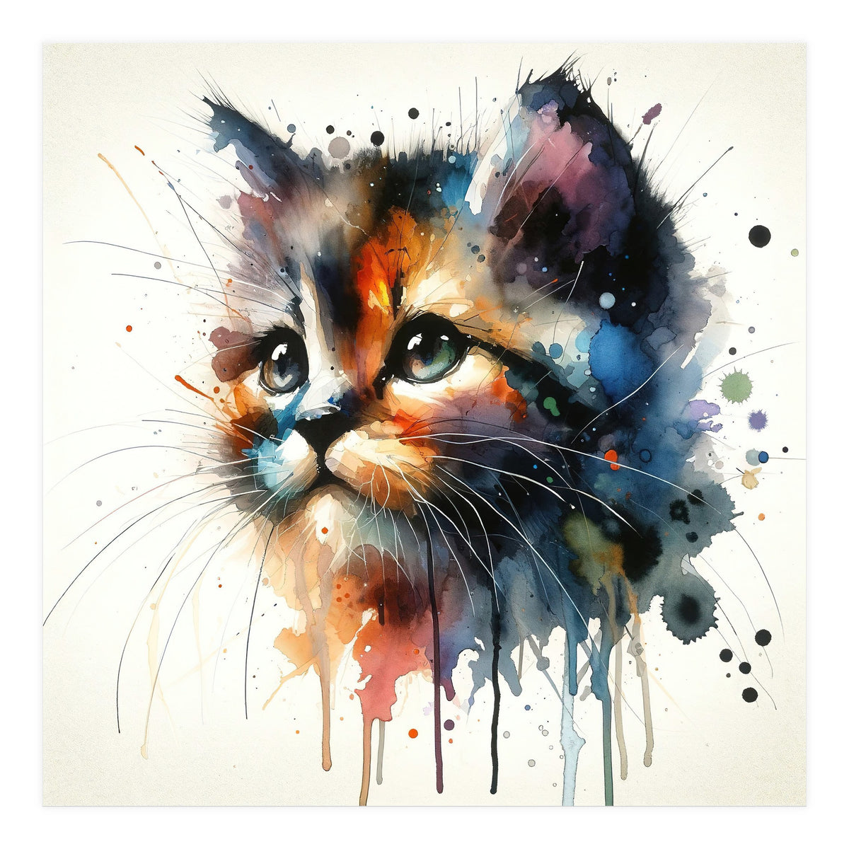 Colorful Kitten Portrait (Print Only)
