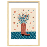Mocha Cowboy boot with flowers thumbnail