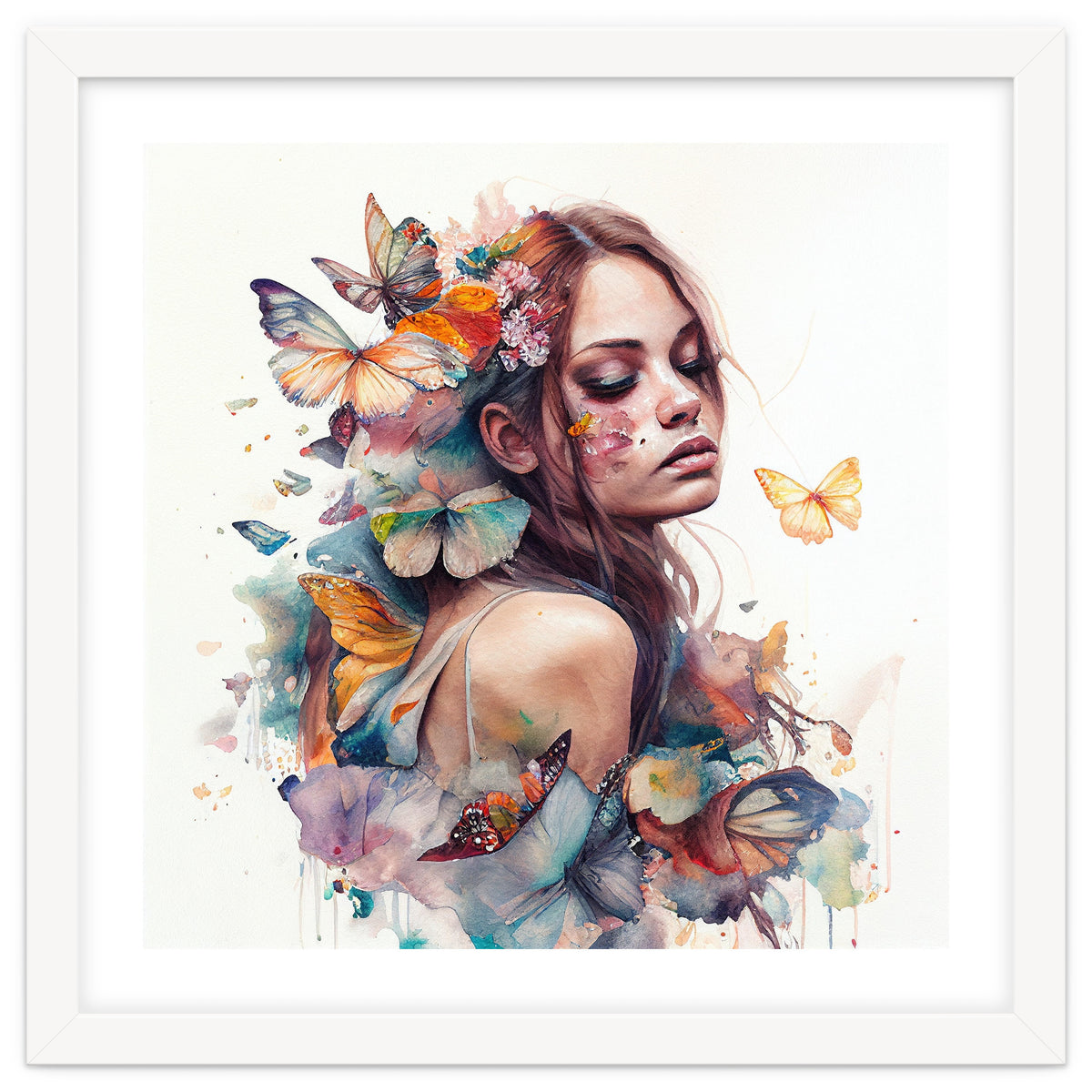 Butterfly Muse Watercolor Portrait