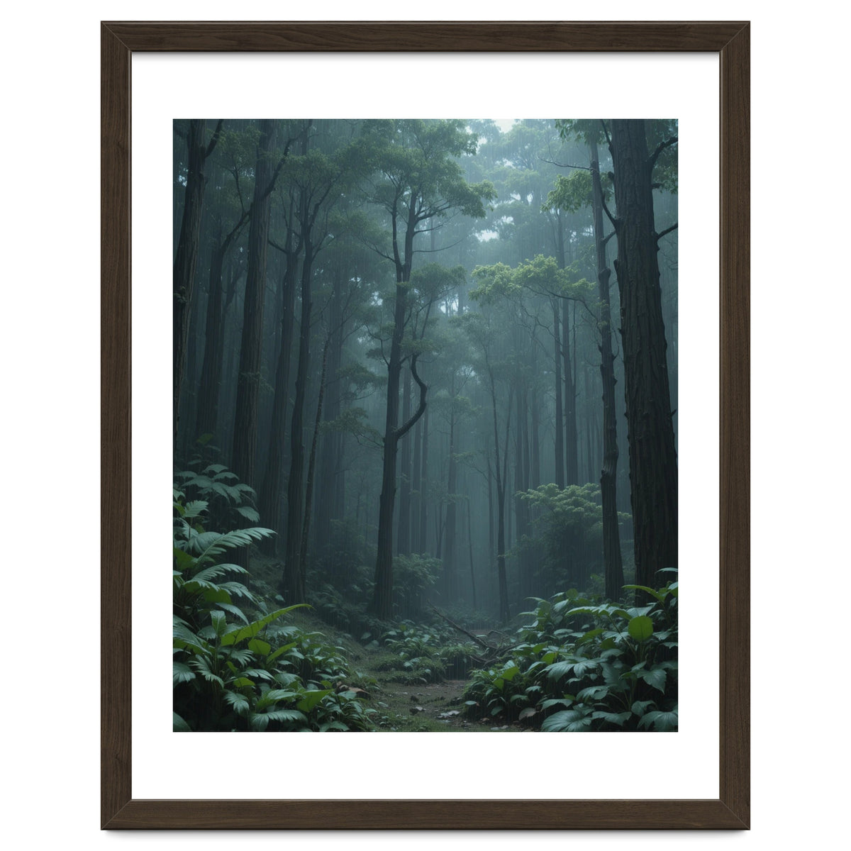 Ethereal Misty Forest in the Rain