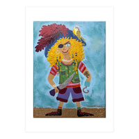 Finn, the Pirate, with Cookie, his Parrot (Print Only)