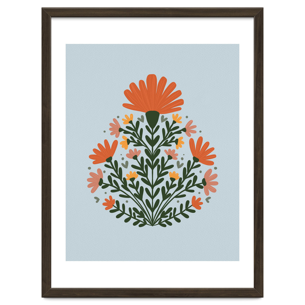 Symmetrical floral bouquet - orange and green