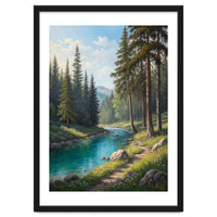 Serene Alpine Forest River Landscape