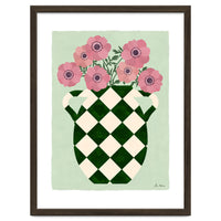 Checkered vase with anemones