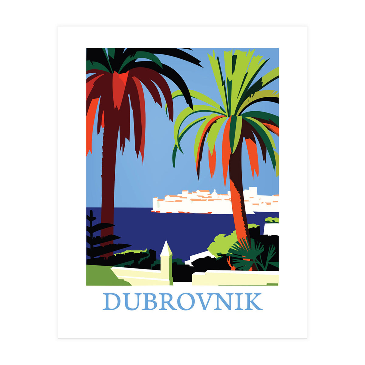 Dubrovnik, The Fortress and Palm Trees (Print Only)