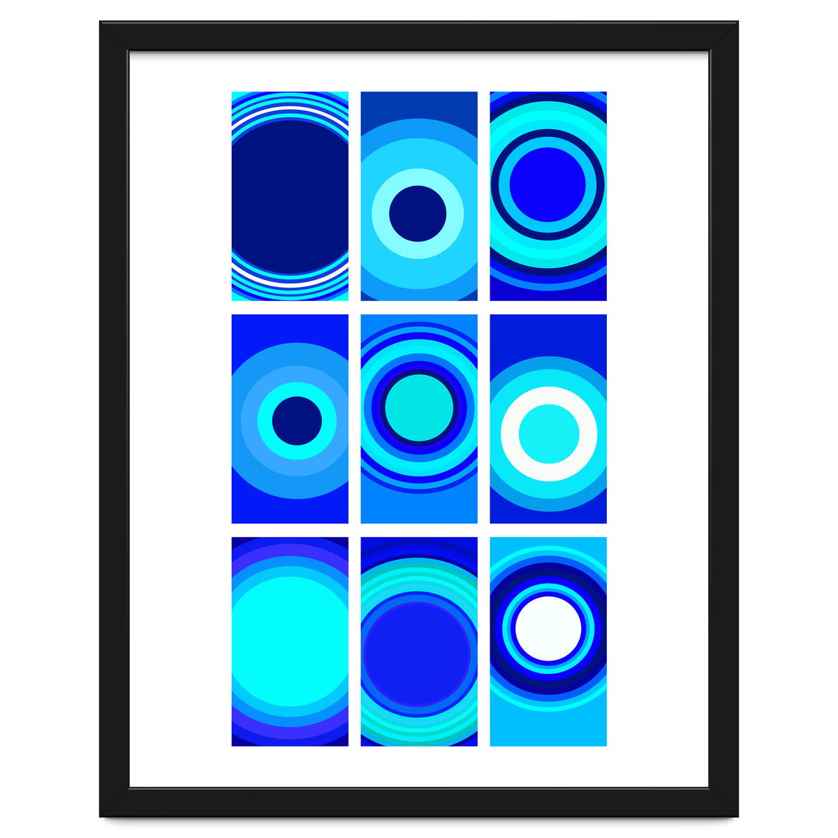Circles & Rectangles Alt Blue 3 X 3: 1