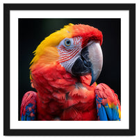 Scarlet Macaw Parrot Headshot Vibrant Colors