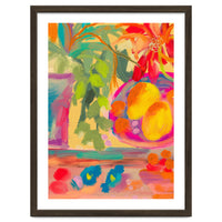 Colorful abstract summer lemons floral still life