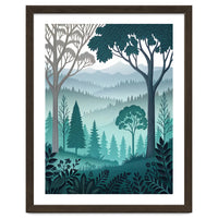 Vibrant Silhouettes in the Misty Teal Highlands