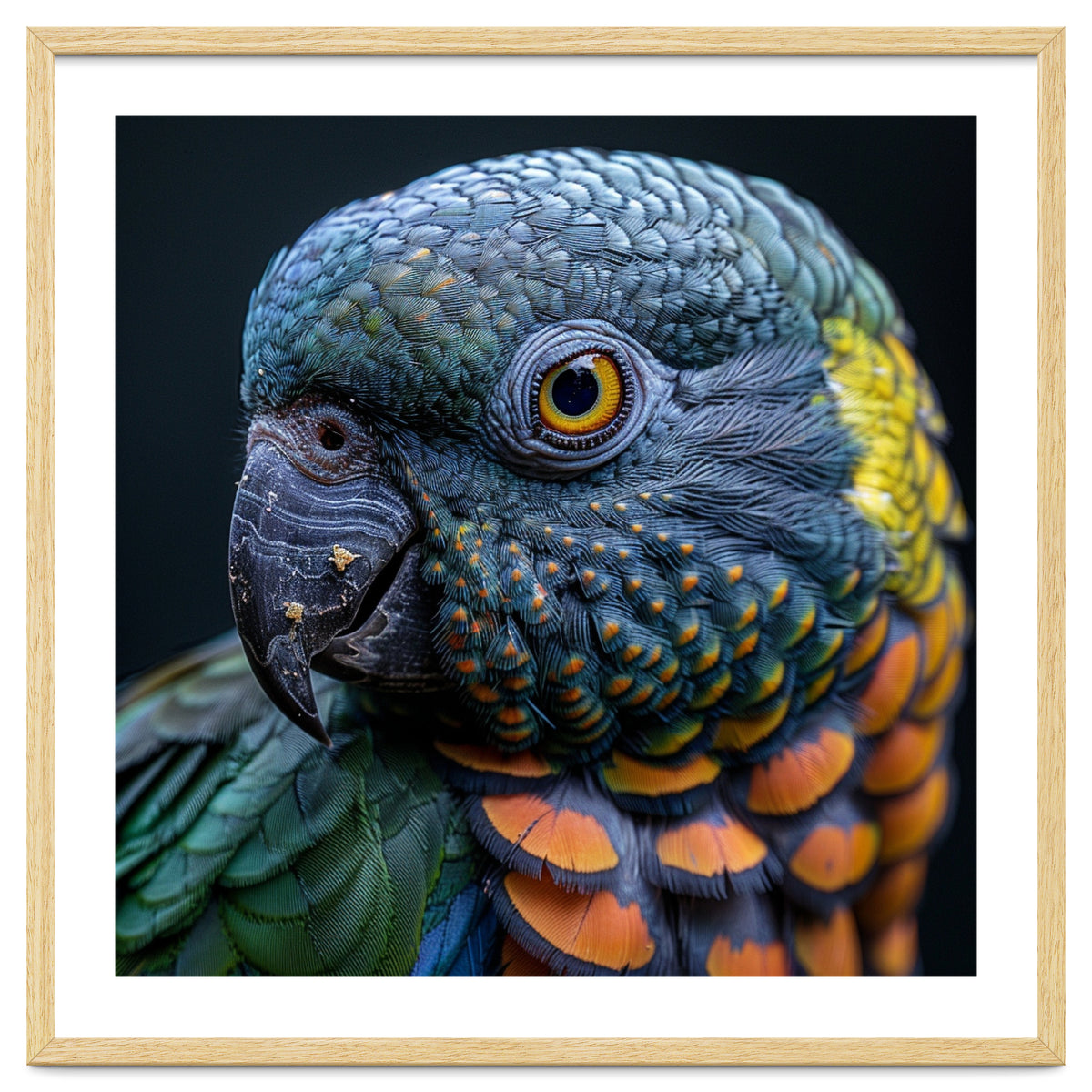 Close Up Portrait Of A Colorful Parrot's Face
