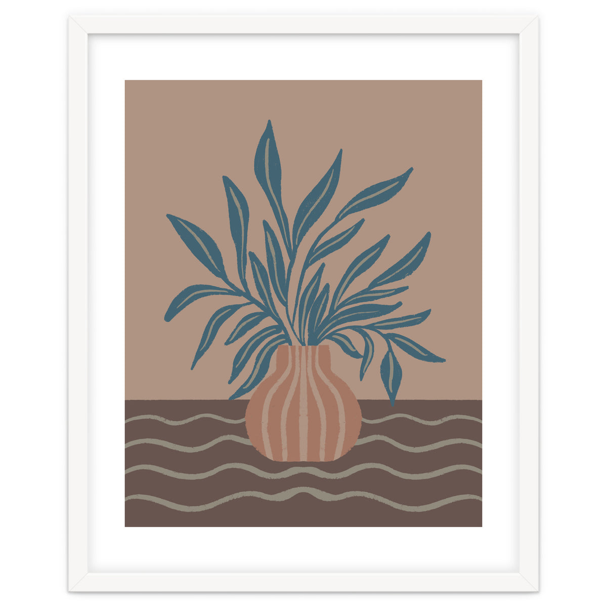 Modern Vase with Tropical Leaves