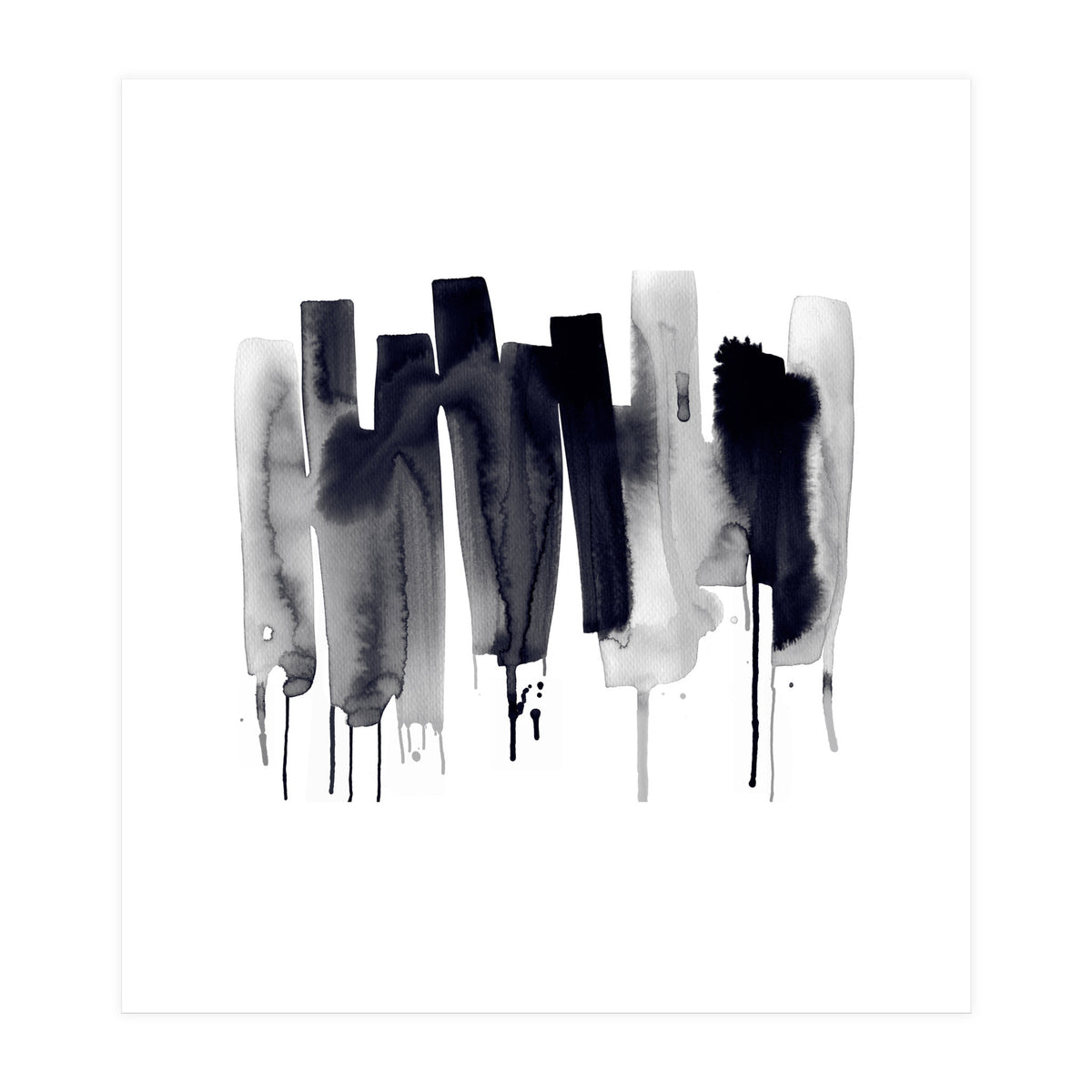 Abstract Watercolor Stripes Minimal Black (Print Only)