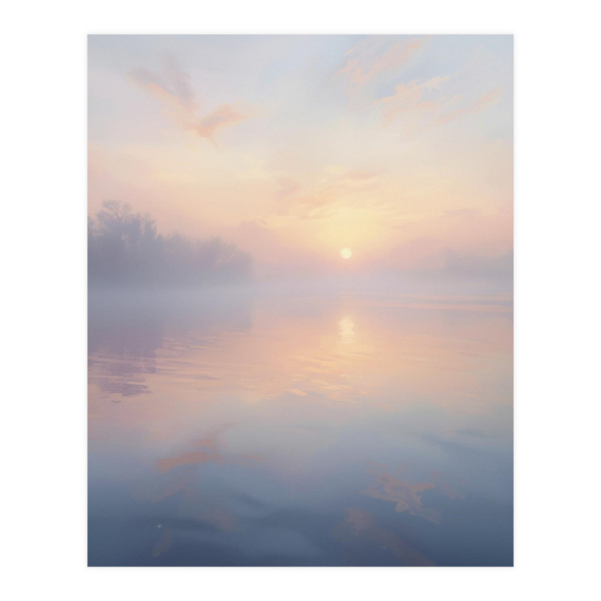 Ethereal Autumn Forest with Misty Sunlight Beams (Print Only)