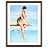 Smiling Sexy Pinup Girl Posing On A Board thumbnail