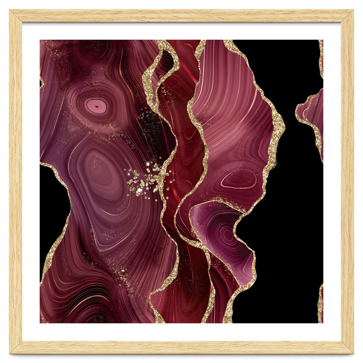 Burgundy & Gold Glitter Agate Texture 01