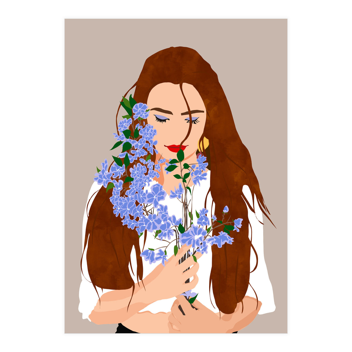 The Becoming, Nature Plants Bohemian Woman, Botanical Modern Mindful Self Care Self Love Positivity (Print Only)