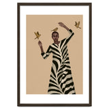 Woman With Birds And Zebra Pattern Dress thumbnail