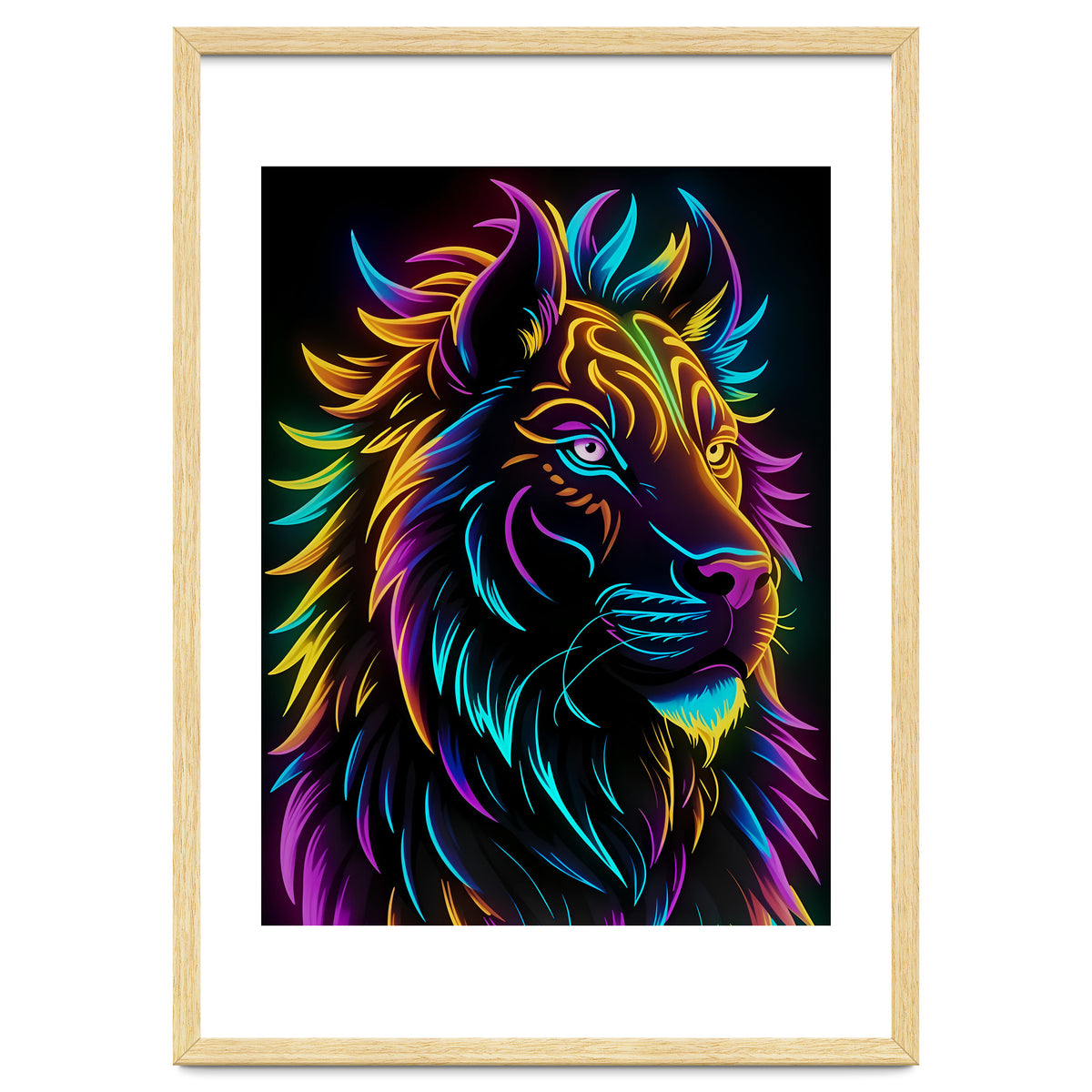 Lion Colored Neon Art