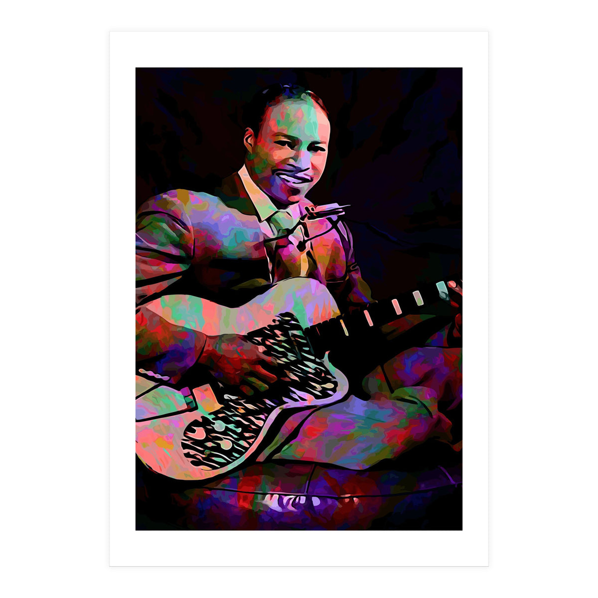 Jimmy Reed American BLues Musician Legend Colorful (Print Only)
