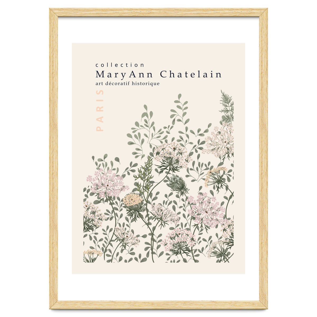 Historic decorative art Paris Queen Anne's lace