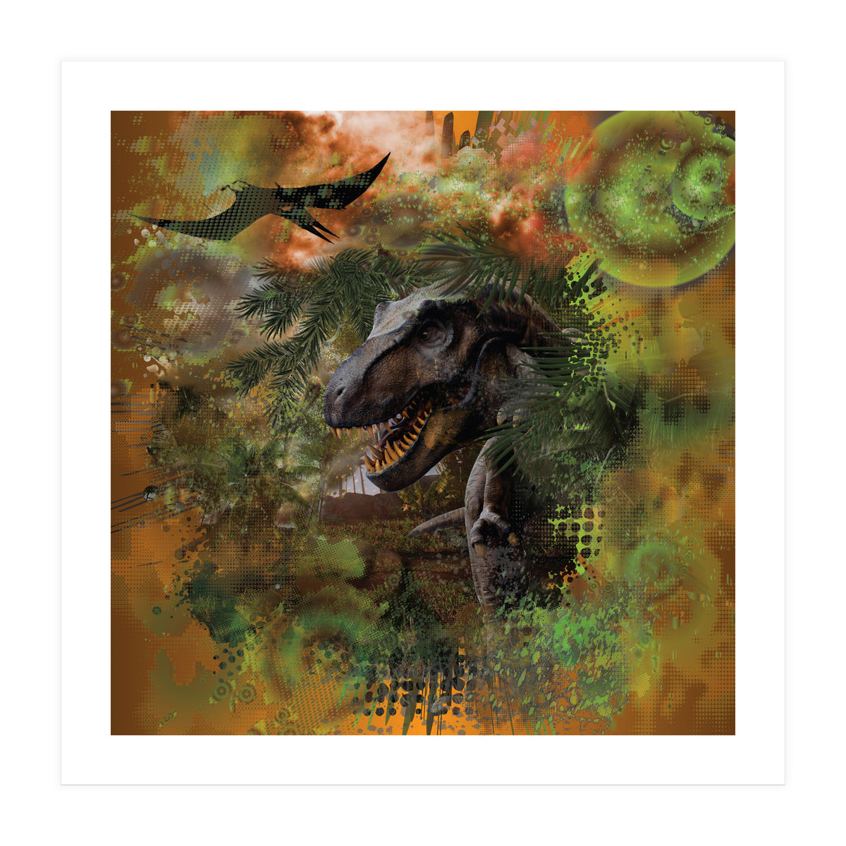 Dinosaur Jurassic T-Rex Collage (Print Only)