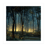 Enchanted Midnight Forest with Glowing Fireflies (Print Only) thumbnail