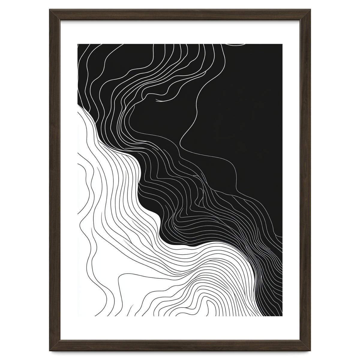 Abstract Black And White Wavy Lines Flowing