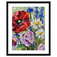 Vibrant Wildflower Meadow Oil Painting
