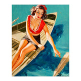 Pinup Sexy Girl In A Boat And A Lost Paddle (Print Only) thumbnail