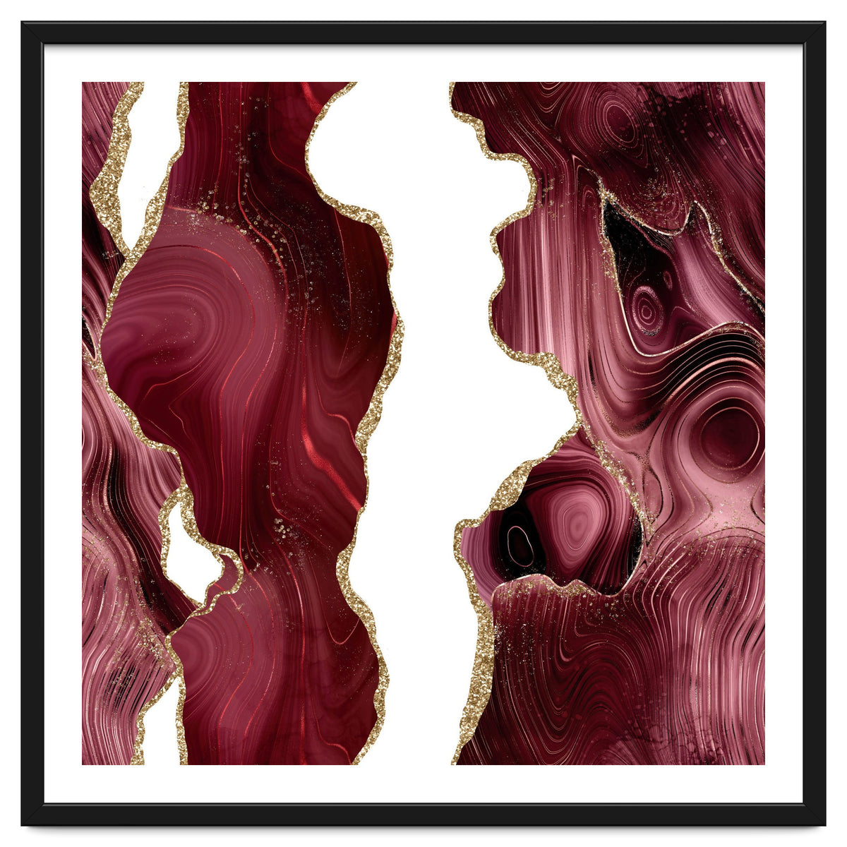 Burgundy & Gold Glitter Agate Texture 05