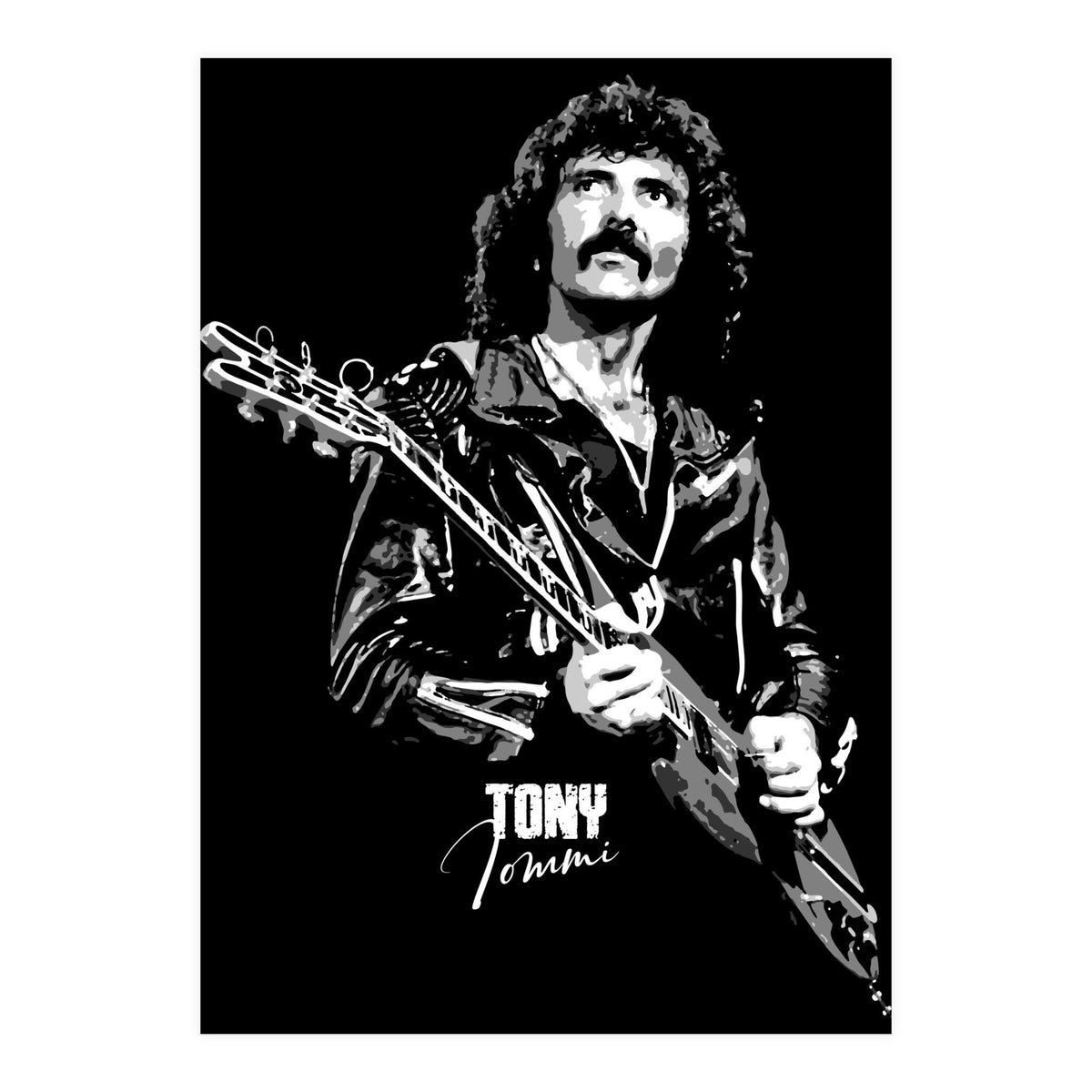 Tony Iommi American Musician Legend In Grayscale (Print Only)