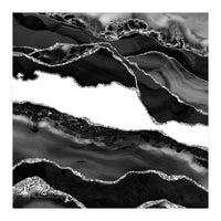 Black & Silver Agate Texture 06  (Print Only)