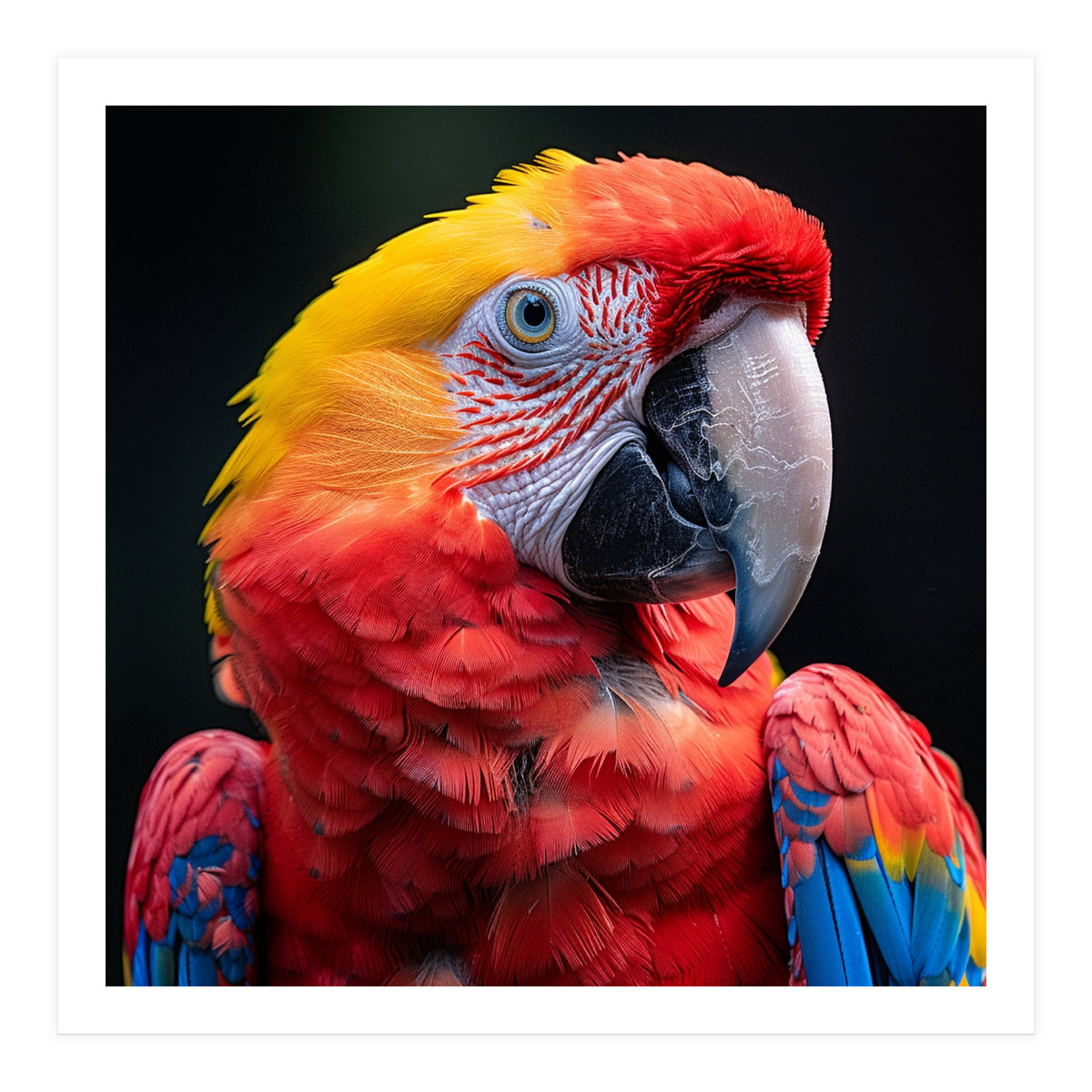 Scarlet Macaw Parrot Headshot Vibrant Colors (Print Only)