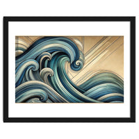 Art Deco Blue Ocean Waves