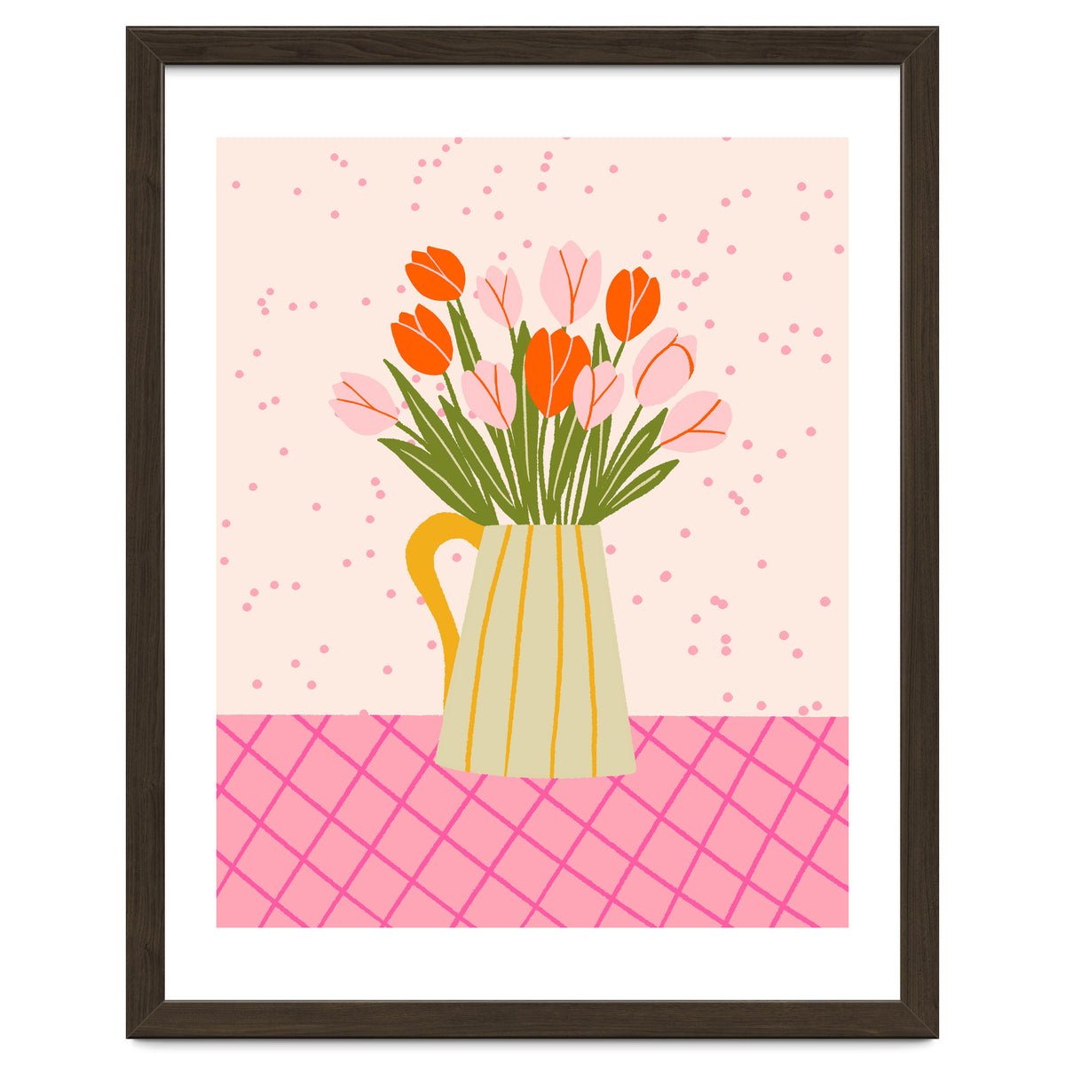 Tulips in a vase - pink and orange