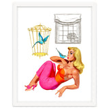 Pinup Girl With Two Birds thumbnail