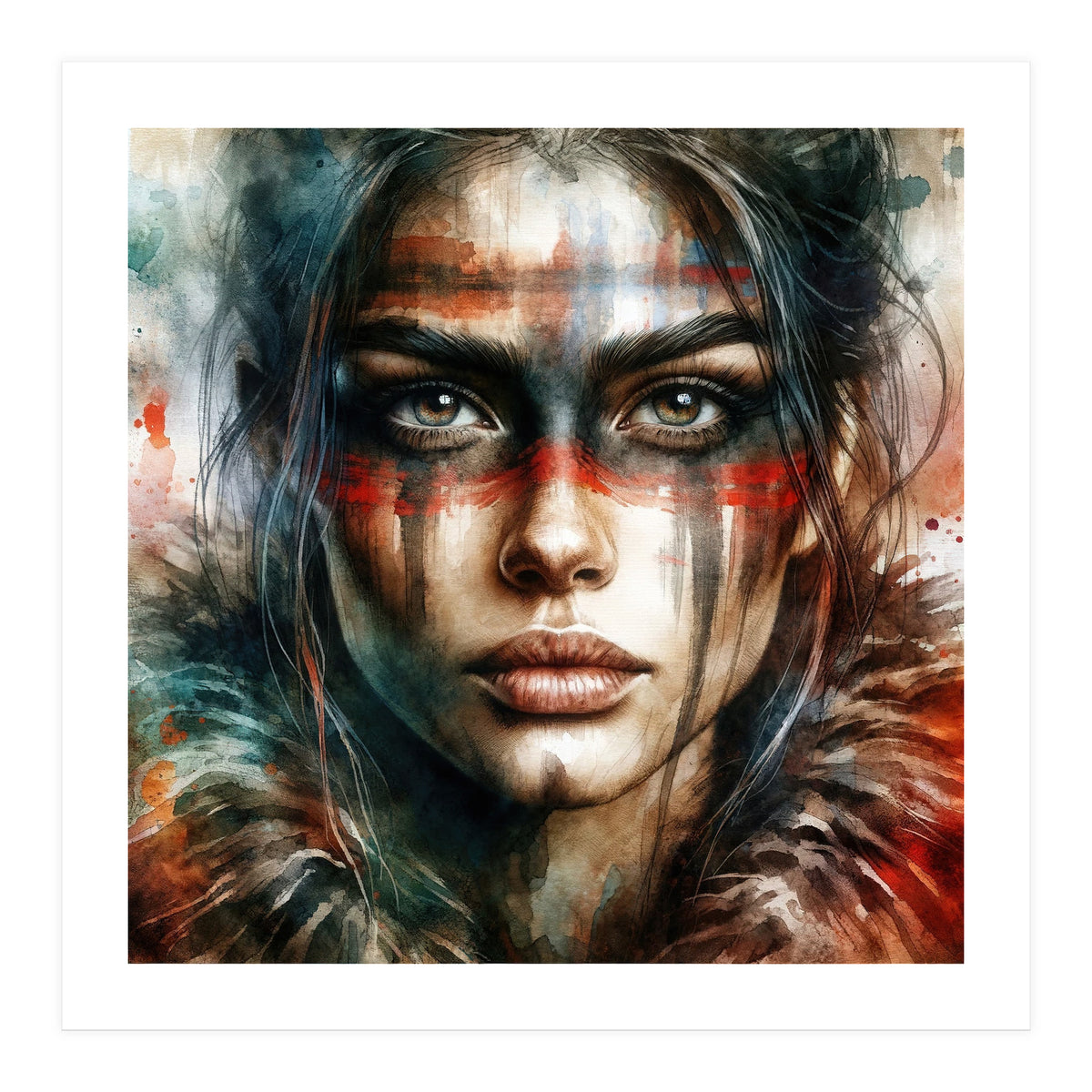 Watercolor Warrior Woman #2 (Print Only)