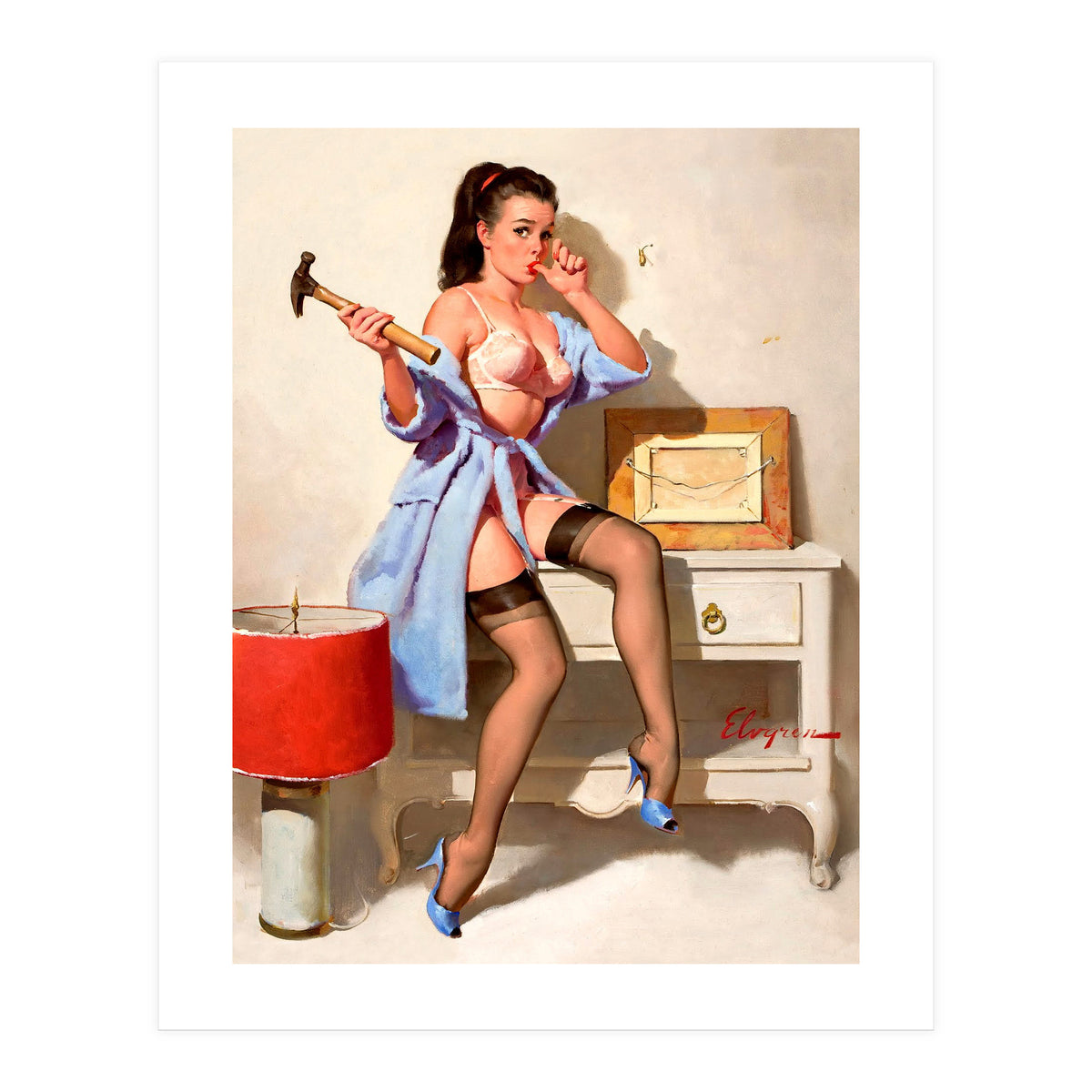 Hot Pinup Girl With A Hammer (Print Only)
